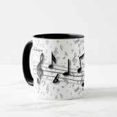 Personalisierte schwarze und graue musikalische tasse (Vorderseite Links)