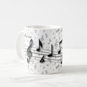 Personalisierte schwarze und graue musikalische tasse (Vorderseite Links)