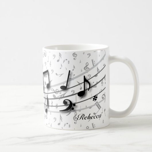 Personalisierte schwarze und graue musikalische tasse (Rechts)
