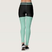 Personalisierte schwarze und hell türkis gestreift leggings (Rückseite)