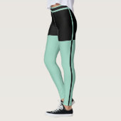 Personalisierte schwarze und hell türkis gestreift leggings (Links)