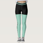 Personalisierte schwarze und hell türkis gestreift leggings (Vorderseite)