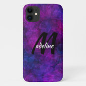 Personalisierte schwarze und Lila Abstrakte Blasen Case-Mate iPhone Hülle (Rückseite)