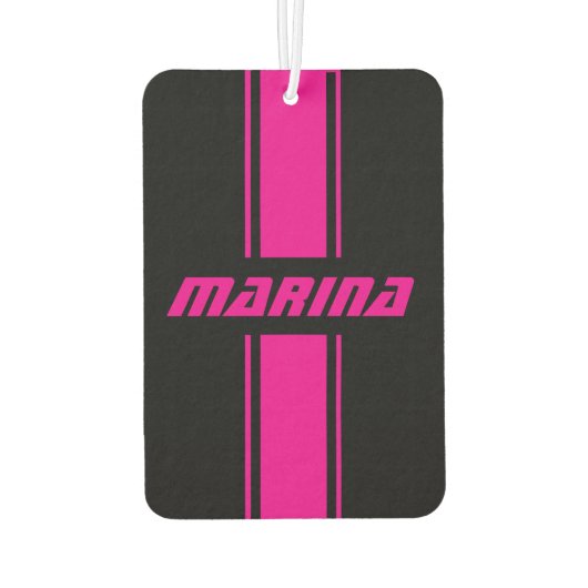 personalisierte schwarze und rosa Auto-Fußmatten-S Autolufterfrischer (Rückseite)