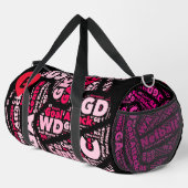 Personalisierte schwarze und rosa Netball-Tasche  Duffle Bag (Rechte Ecke)