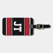 Personalisierte schwarze und rote Sportstreifen Gepäckanhänger (Vorderseite horizontal)