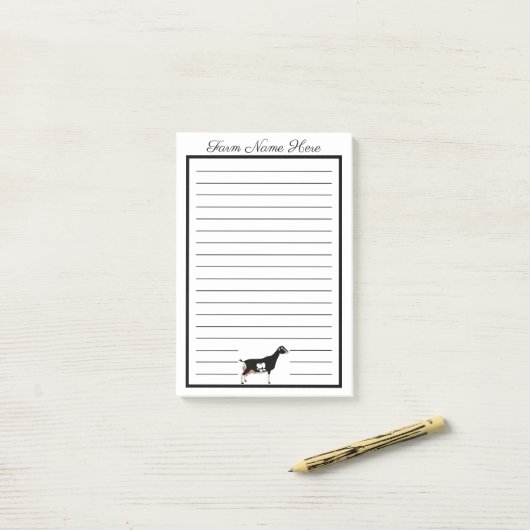 Personalisierte schwarze und weiße LaMancha Milchz Post-it Klebezettel (Auf Schreibtisch)