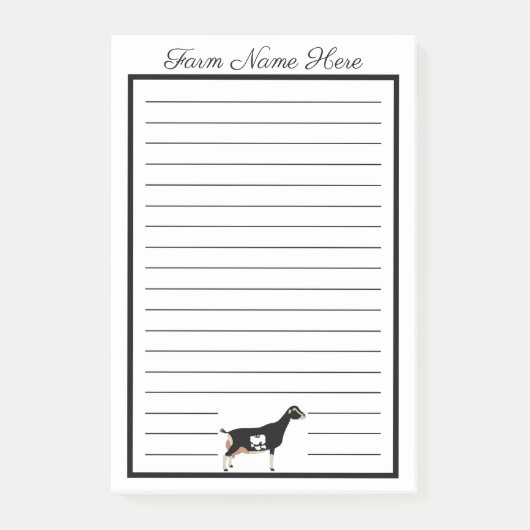 Personalisierte schwarze und weiße LaMancha Milchz Post-it Klebezettel (Vorderseite)