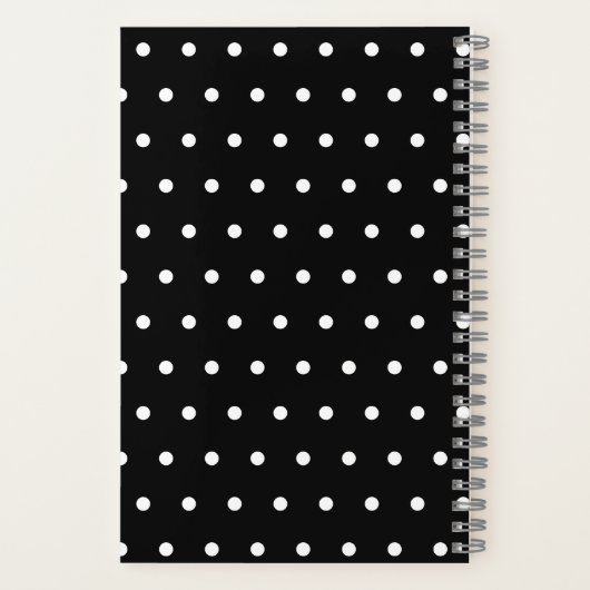 Personalisierte schwarze und weiße Polka-Punkte Notizblock (Rückseite)