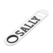 Personalisierte schwarze und weiße Polka-Punkte Speed Flaschenöffner (Vorderseite Schrägansicht)