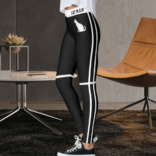 Personalisierte schwarze und weiße Streifen Pet Ca Leggings
