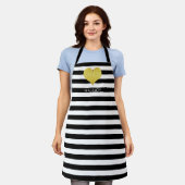 Personalisierte schwarze und weiße Streifen Schürze (Getragen)