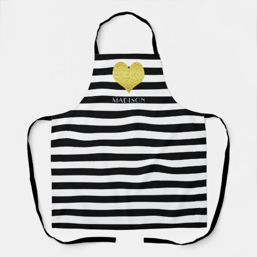 Personalisierte schwarze und weiße Streifen Schürze (Vorderseite)