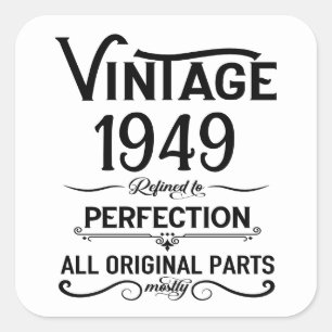 Personalisierte schwarze vintage 75. Geburtstagsfe Quadratischer Aufkleber