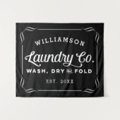Personalisierte schwarze Wäsche waschen Trockenfal Wandteppich (Vorderseite (Horizontal))