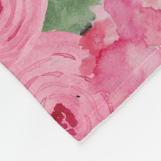 Personalisierte schwarze Watercolor-Blumen-Decke Fleecedecke (Ecke)