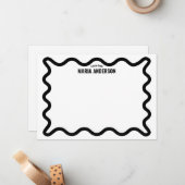 Personalisierte schwarze Wavy-Border Mitteilungskarte (Vorderseite/Rückseite Beispiel)
