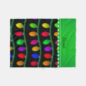 Personalisierte schwarze Weihnachtsnamenslichter Fleecedecke (Vorderseite (Horizontal))