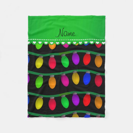 Personalisierte schwarze Weihnachtsnamenslichter Fleecedecke (Vorderseite)