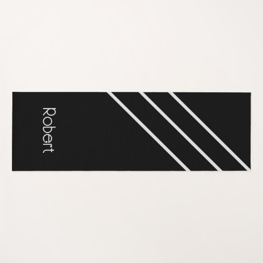 Personalisierte schwarzgraue Streifen Yogamatte (Vorderseite (Horizontal))