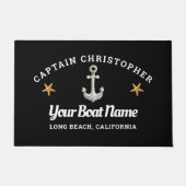 Personalisierte Schwarztür mit Starfish & Anker Fußmatte (Vorderseite)