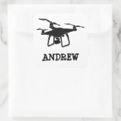 Personalisierte Schwarzweiß-Drohne Quadratischer Aufkleber (Tasche)