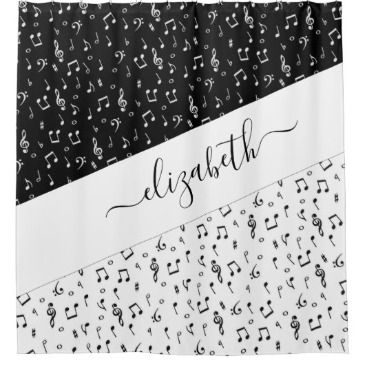 Personalisierte Schwarzweiß-Musik Duschvorhang (Vorderseite)