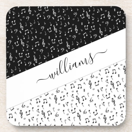 Personalisierte Schwarzweiß-Musik Getränkeuntersetzer (Vorderseite)