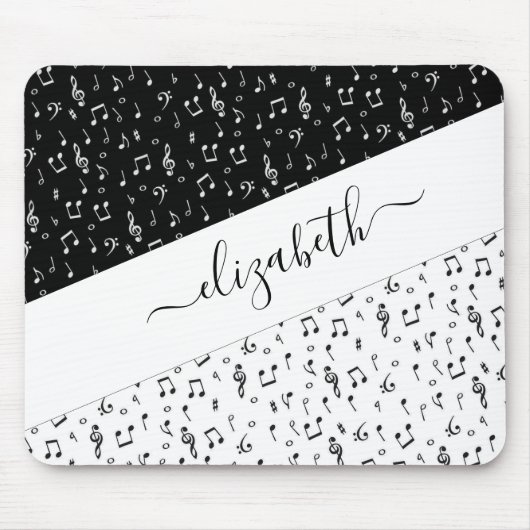 Personalisierte Schwarzweiß-Musik Mousepad (Vorne)