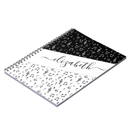 Personalisierte Schwarzweiß-Musik Notizblock (Linke Seite)