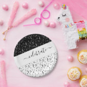 Personalisierte Schwarzweiß-Musik Pappteller (Party)