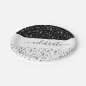 Personalisierte Schwarzweiß-Musik Pappteller (Schrägansicht)