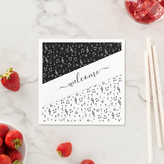 Personalisierte Schwarzweiß-Musik Serviette (Beispiel)