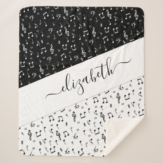 Personalisierte Schwarzweiß-Musik Sherpadecke (Vorderseite)