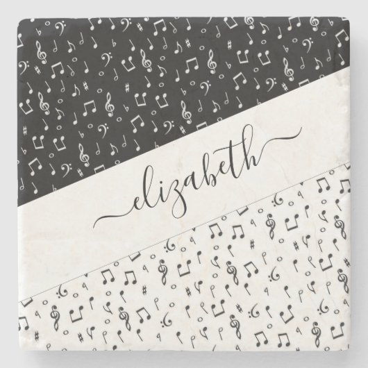 Personalisierte Schwarzweiß-Musik Steinuntersetzer (Vorderseite)