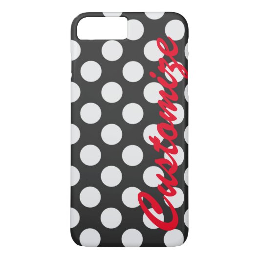Personalisierte Schwarzweiss-Polka-Punkte Case-Mate iPhone Hülle (Rückseite)