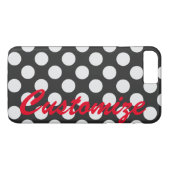 Personalisierte Schwarzweiss-Polka-Punkte Case-Mate iPhone Hülle (Rückseite (Horizontal))
