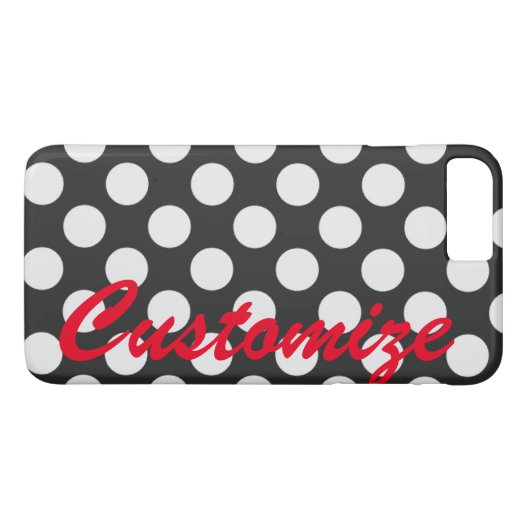 Personalisierte Schwarzweiss-Polka-Punkte Case-Mate iPhone Hülle (Rückseite (Horizontal))