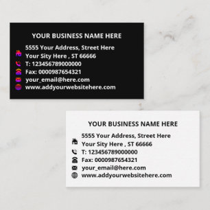 Personalisierte Schwarzweiß-Unternehmen Visitenkarte