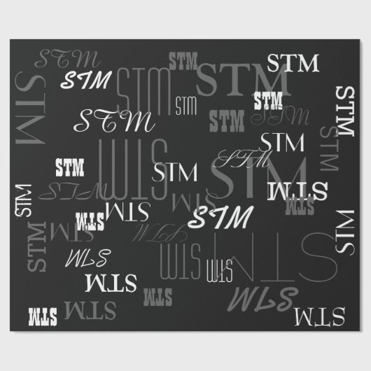 personalisierte Schwarzweißinitialen oder -marken Geschenkpapier (Flach)