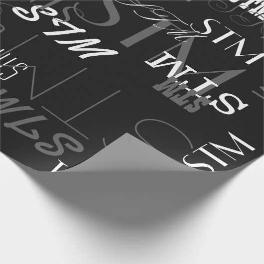personalisierte Schwarzweißinitialen oder -marken Geschenkpapier (Ecke)