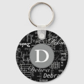Personalisierte Schwarzweißmonogramm Schlüsselanhänger (Vorderseite)