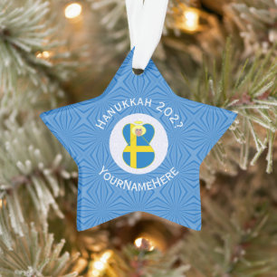 Personalisierte schwedische Engel-Hanukkah-Flagge Ornament