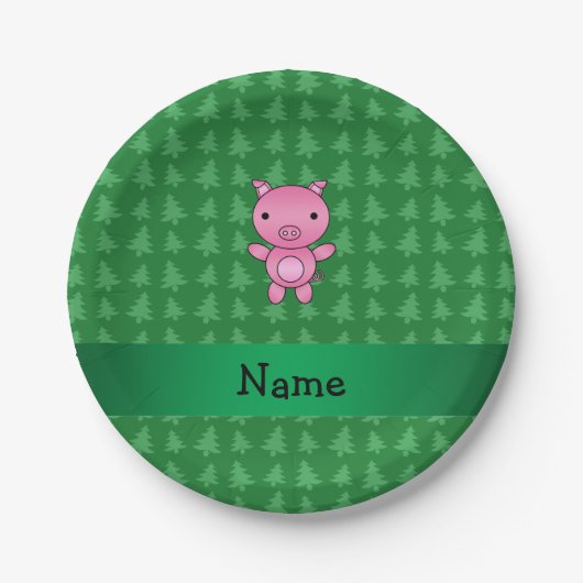 Personalisierte Schweinegrünbäume Pappteller (Vorderseite)