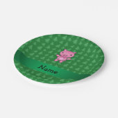Personalisierte Schweinegrünbäume Pappteller (Schrägansicht)