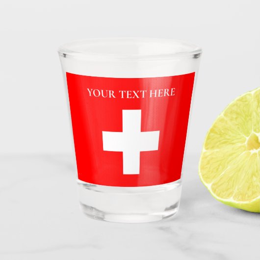 Personalisierte Schweiz-Flagge Schweiz Schweizer E Schnapsglas (Vorderseite)