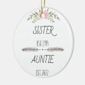 Personalisierte Schwester Tante Est Custom Year, B Keramik Ornament (Links)
