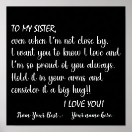 Personalisierte Schwestern zu meiner Schwester I L Poster