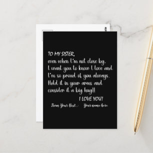 Personalisierte Schwestern zu meiner Schwester I L Postkarte