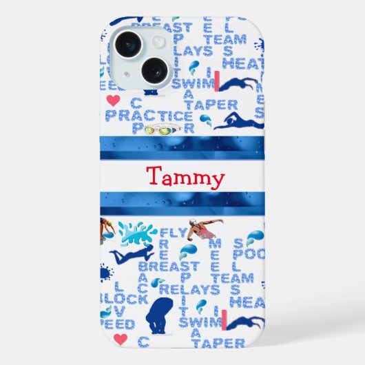 Personalisierte Schwimmer-Wörter iPhone-Hülle iPhone Hülle (Rückseite)